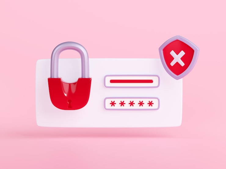 Gratis Foto 3d illustratie van verkeerd wachtwoord scherm rood slot