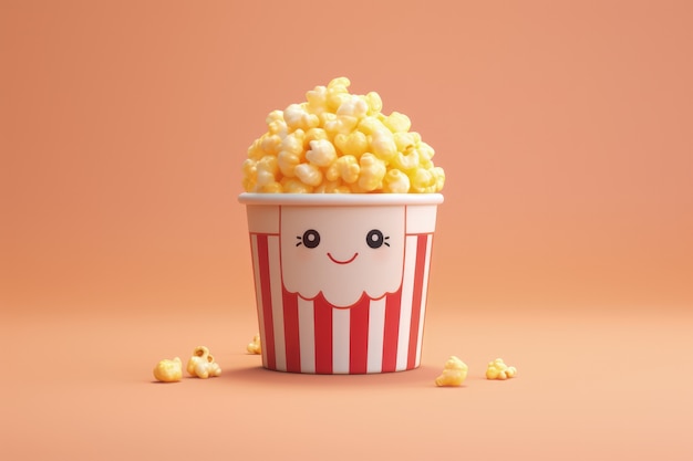 Gratis foto 3d kawaii bioscoop popcorn beker