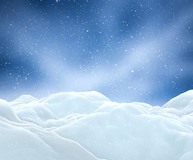 3D Kerstmis sneeuwlandschap