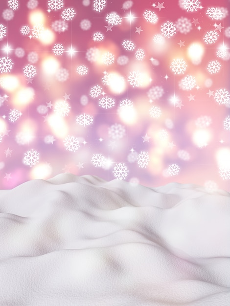 3D Kerstmis sneeuwvlok landschap