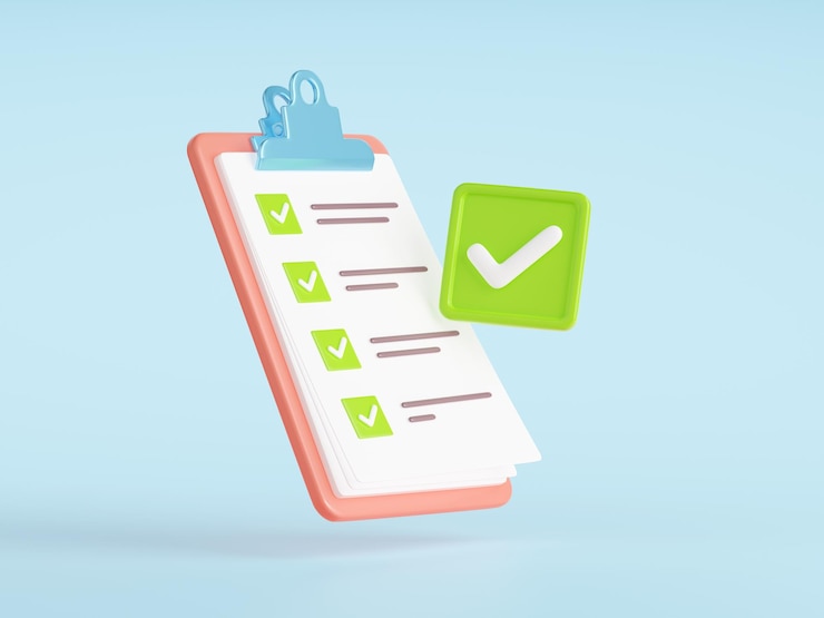 Gratis Foto 3d klembord met todo checklist papier groen vinkje