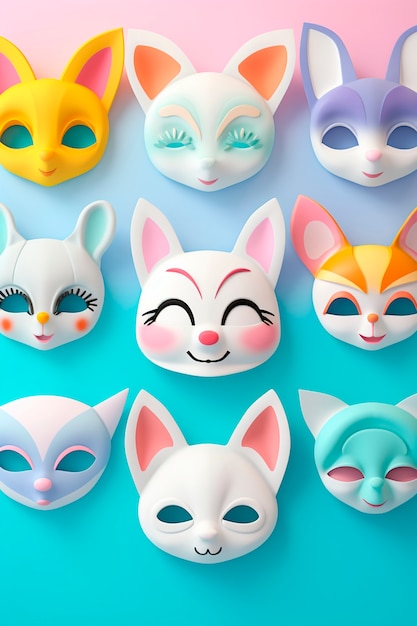 Gratis foto 3d-maskers voor carnaval