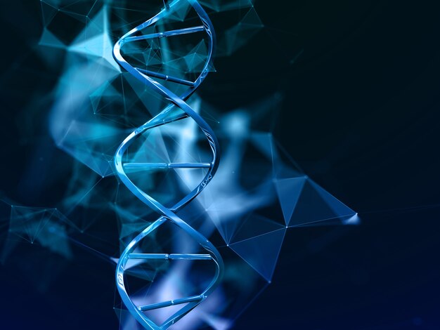 3D medische achtergrond met DNA-bundels op plexusontwerp