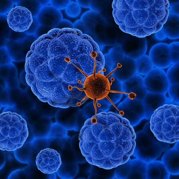 3D medische achtergrond met valse viruscel