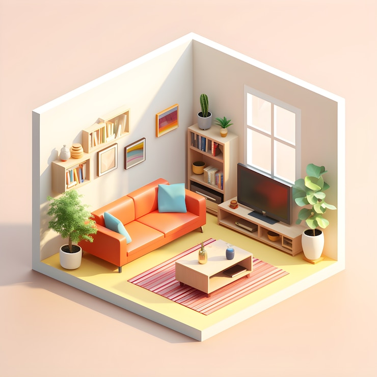 Gratis Foto 3d-model van huiskamer