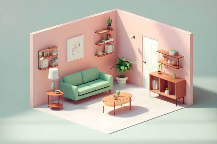 Gratis Foto 3d-model van huiskamer
