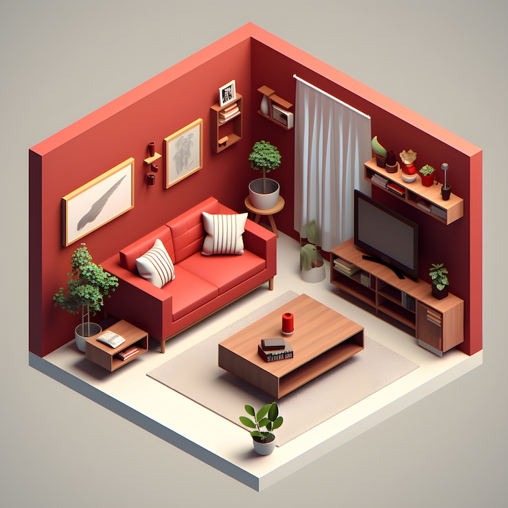 Gratis Foto 3d-model van huiskamer