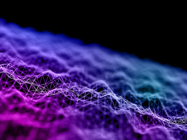 3D moderne achtergrond met het verbinden van vloeiende lijnen en punten