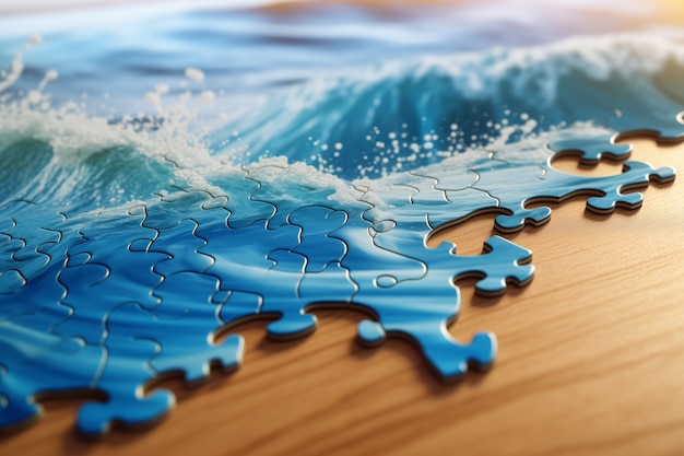 3D-puzzel met zeelandschap