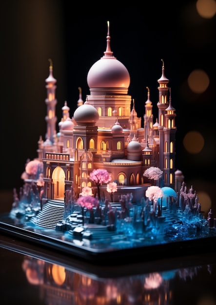 Gratis foto 3d ramadan viering elementen scène