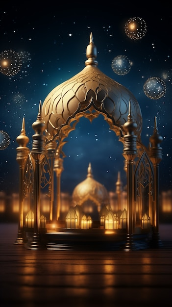 Gratis foto 3d ramadan viering elementen scène