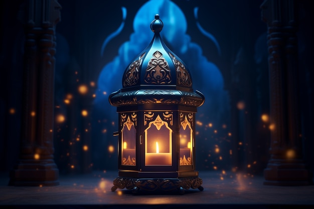 Gratis foto 3d ramadan viering lantaarn