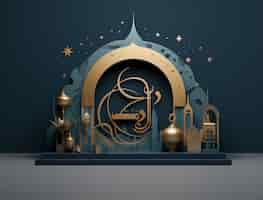 Gratis foto 3d ramadan viering met lantaarns