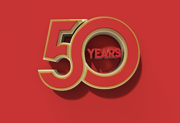 3D Render 50 Years Celebration Pen Tool Gemaakt uitknippad Inbegrepen in JPEG Gemakkelijk te composiet