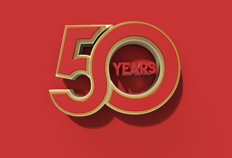 Gratis Foto 3d render 50 years celebration pen tool gemaakt uitknippad inbegrepen in jpeg gemakkelijk te composiet