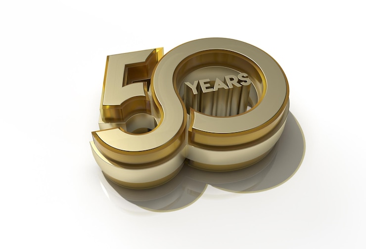 Gratis Foto 3d render 50 years celebration pen tool gemaakt uitknippad inbegrepen in jpeg gemakkelijk te composiet