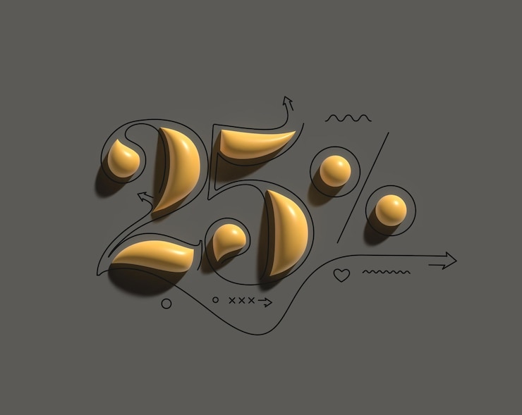 Gratis Foto 3d render abstract gebroken 25 percentage verkoop uit