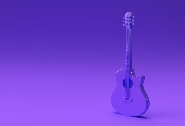 3D render akoestische gitaar op blauwe achtergrond 3d illustratie Design