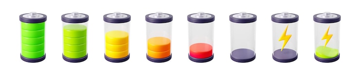 Gratis Foto 3d render batterijlading niveau afnemende pictogrammen