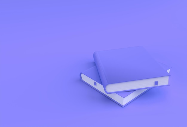 3D Render Boeken stapel boekomslagen leerboek bladwijzer mockup stijl Ontwerp