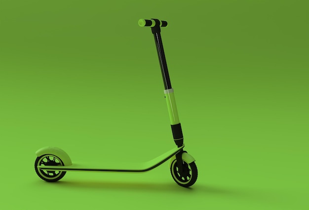 3D Render Concept van Single Push Scooter voor kinderen 3D art Design illustratie