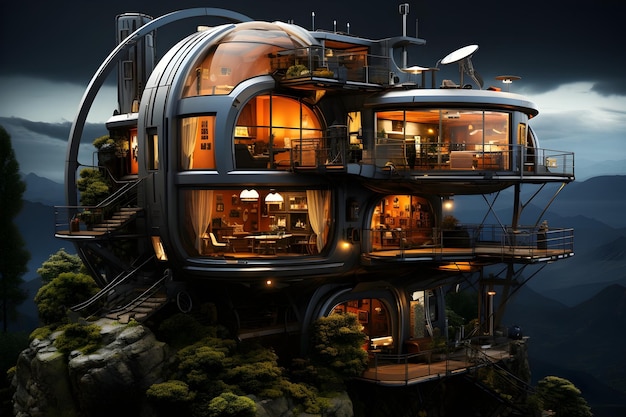 Gratis foto 3d render futuristische cabine huis