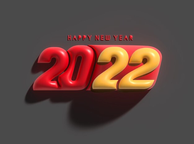 3D render gelukkig Nieuwjaar 2022 tekst typografie design.