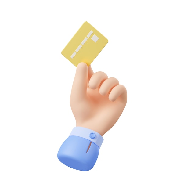 Gratis foto 3d render hand houden gouden creditcard illustratie