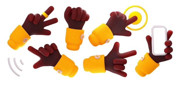 3D render handgebaren zwarte palm gebaren