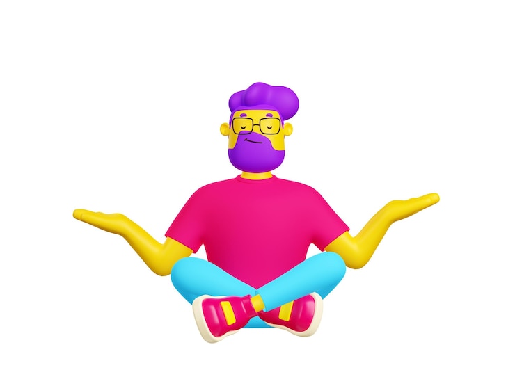 Gratis Foto 3d render man ontspannen en yoga meditatie oefenen