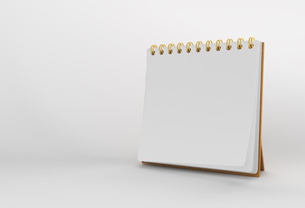 3D Render Notebook mock-up met schone blanco voor ontwerp en reclame, 3d illustratie perspectiefweergave.