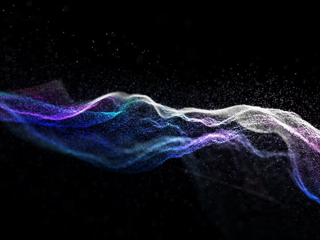 3D render van een abstracte achtergrond met vloeiend deeltjesontwerp