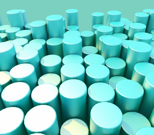 3D render van een abstracte achtergrond van cilinders