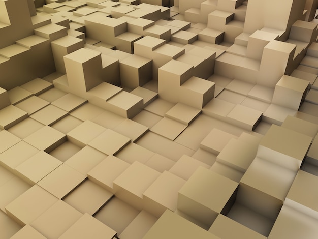 3D render van een abstracte achtergrond van extruderen van blokken