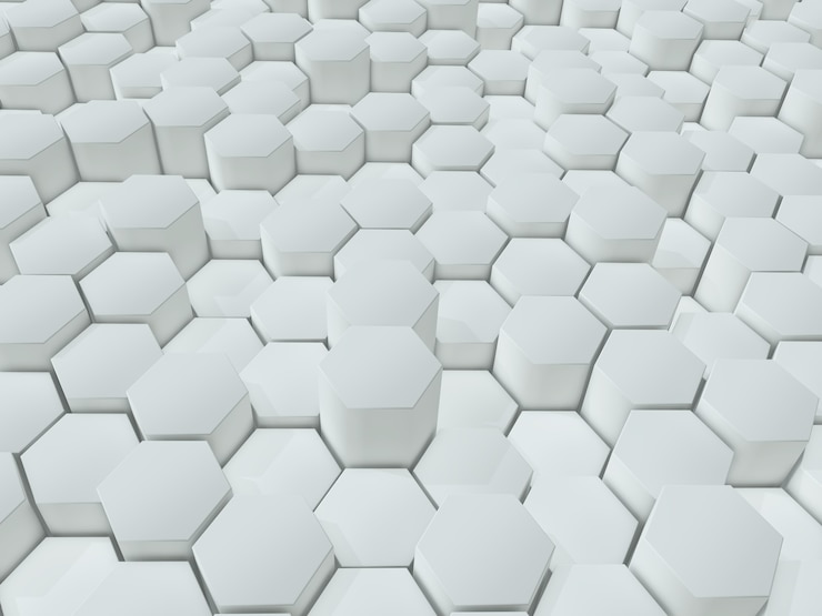 Gratis Foto 3d render van een abstracte achtergrond van het extruderen van witte zeshoeken