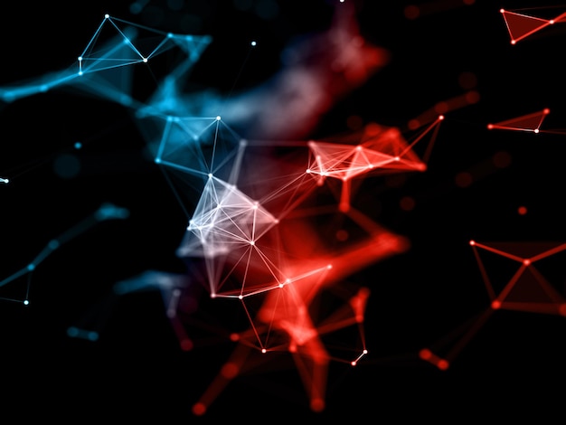 3D render van een abstracte moderne netwerkcommunicatieachtergrond met plexusontwerp