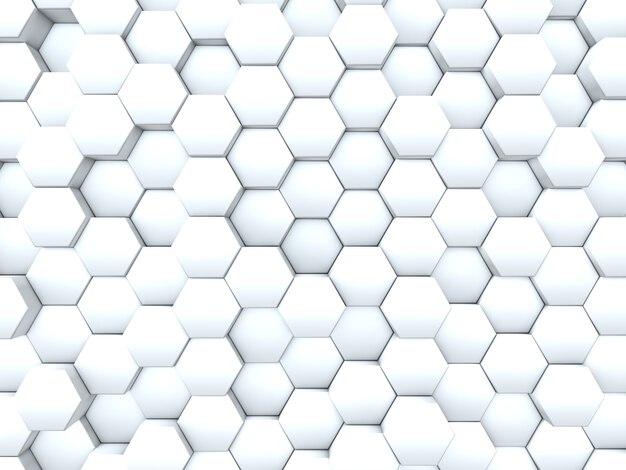 3D render van een achtergrond van een muur van zeshoeken extruderen