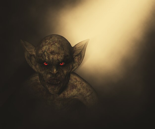 3D render van een Halloween demon