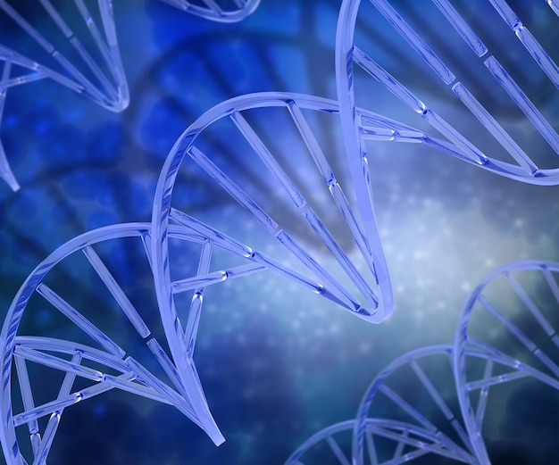 Gratis foto 3d render van een medische achtergrond met dna strengen