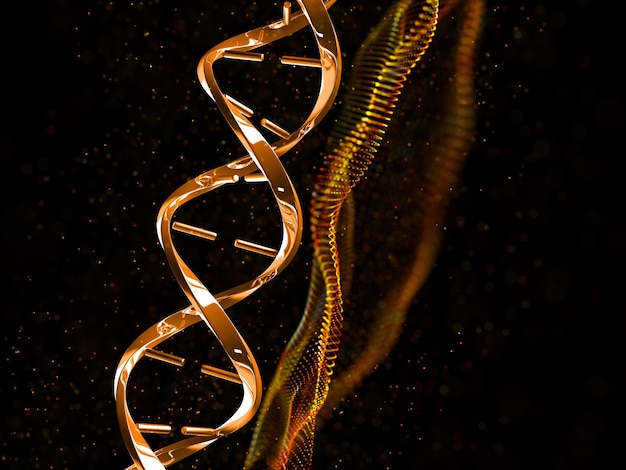 Gratis foto 3d render van een medische dna-bundel achtergrond