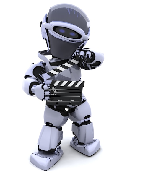 Gratis foto 3d render van een robot met klepel boord