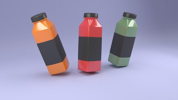 3D render van Juice Smoothie fles geïsoleerd op background