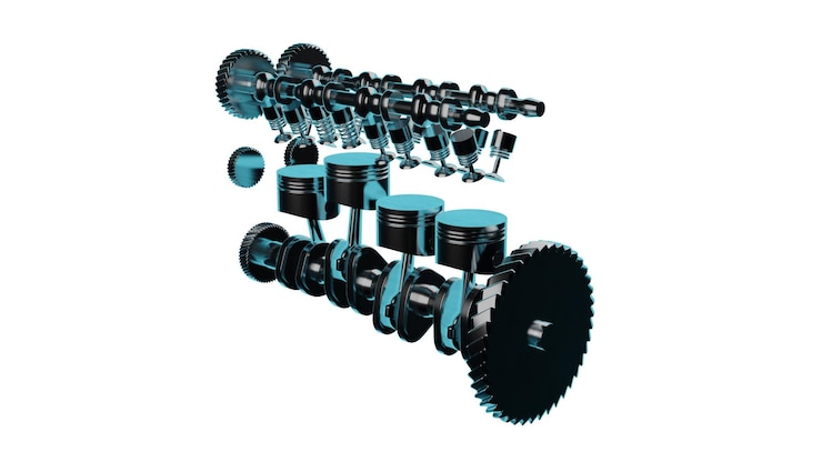 Gratis Foto 3d render van voertuigmotor
