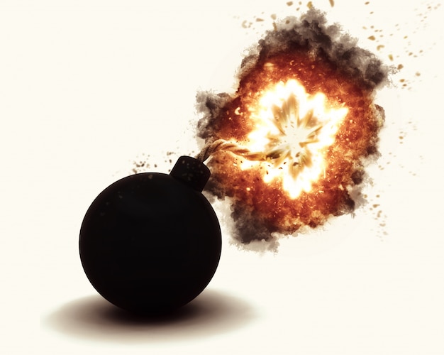 Gratis foto 3d renderen van een exploderende bom