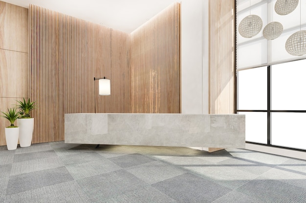 3D rendering modern luxe hotel en kantoor receptie en lounge hall
