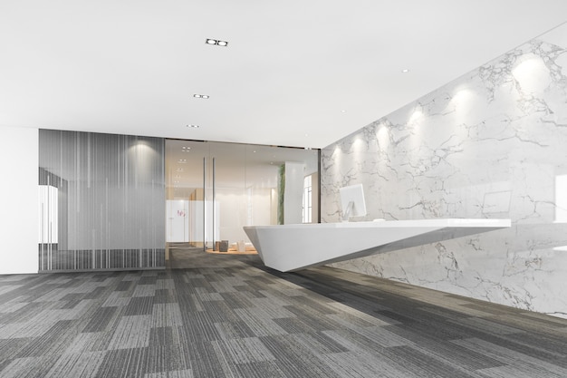 3D rendering modern luxe hotel en kantoor receptie en lounge hall