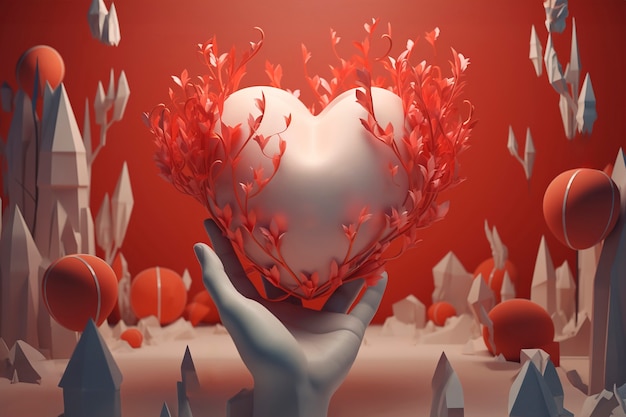 Gratis foto 3d rendering van abstract valentine dag hart.