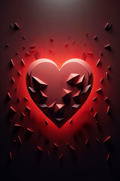 3d rendering van abstract valentine dag hart.