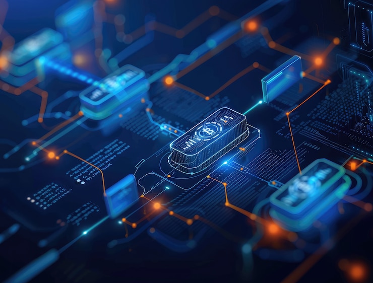 Gratis Foto 3d-rendering van blockchain-technologie