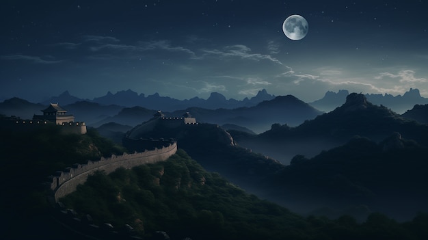 Gratis foto 3d rendering van de chinese grote muur